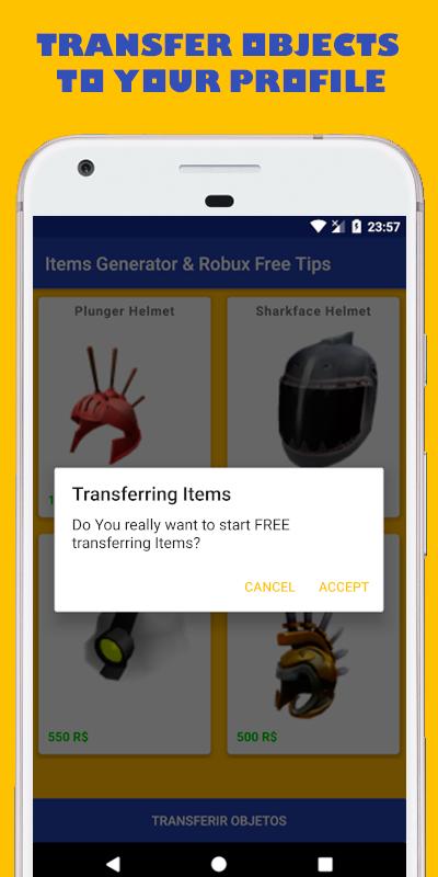 Robux Free Tips And Catalog Items Finder 2018 For Android Apk Download - sharkface helmet roblox