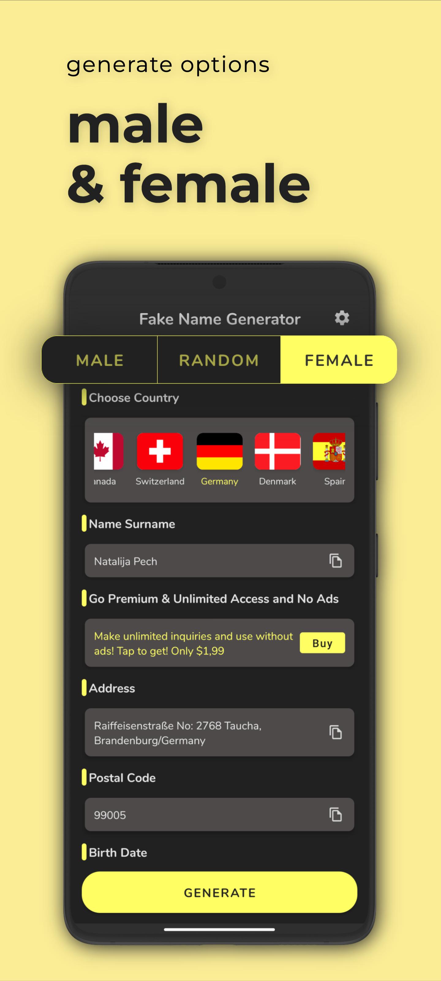 Fake Name Generator APK für Android herunterladen