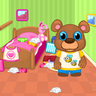Happy Bear: Cleaning the house Zeichen