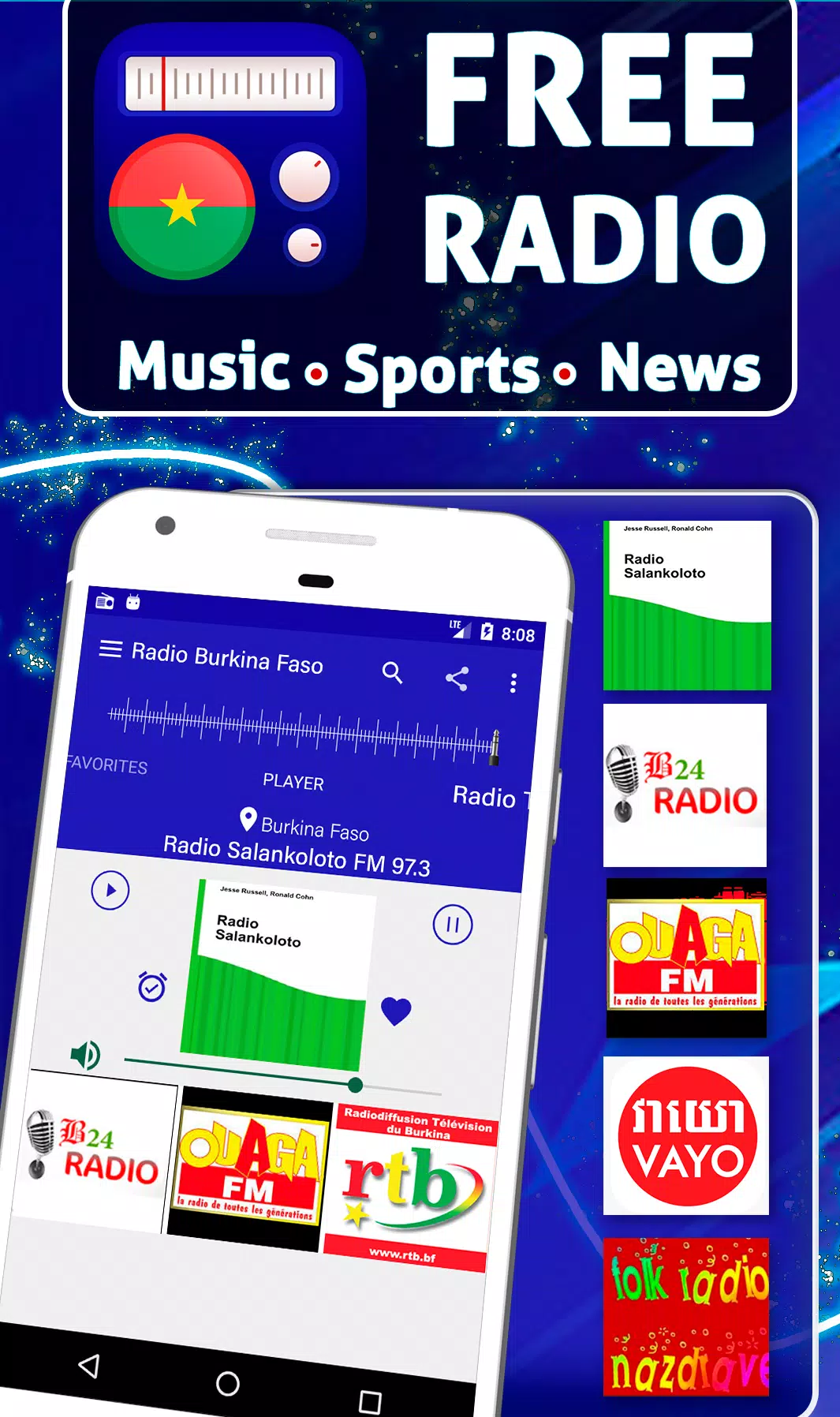 Radio Burkina Faso: Stations hors ligne APK pour Android Télécharger