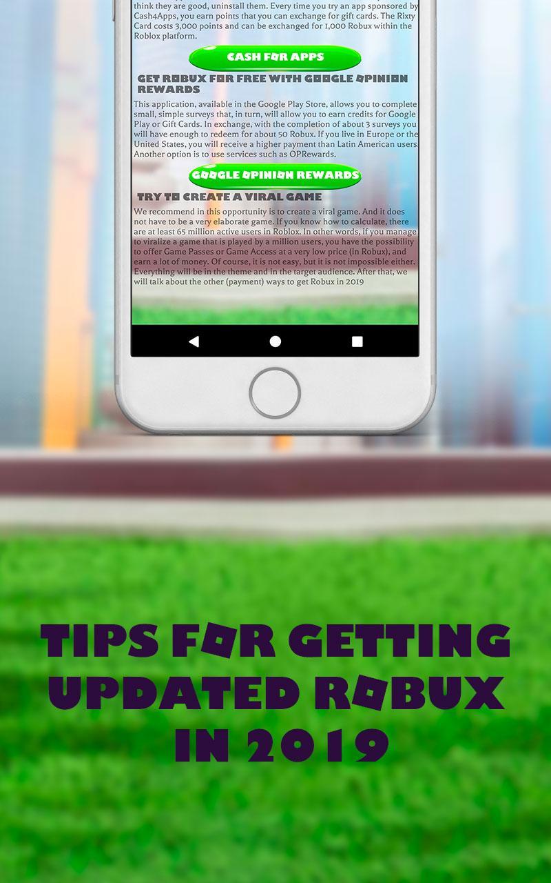Robux Como Conseguir Robux Gratis 2019 Tips For Android Apk - consigue robux gratis 2020 apkpure
