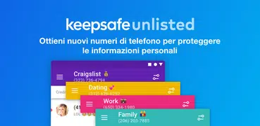 Keepsafe Unlisted - Secondo numero di telefono