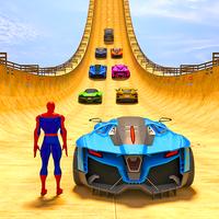 Superhero Car: Mega Ramp Games syot layar 1