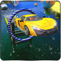 Water surfer car stunt: car floating beach Drive