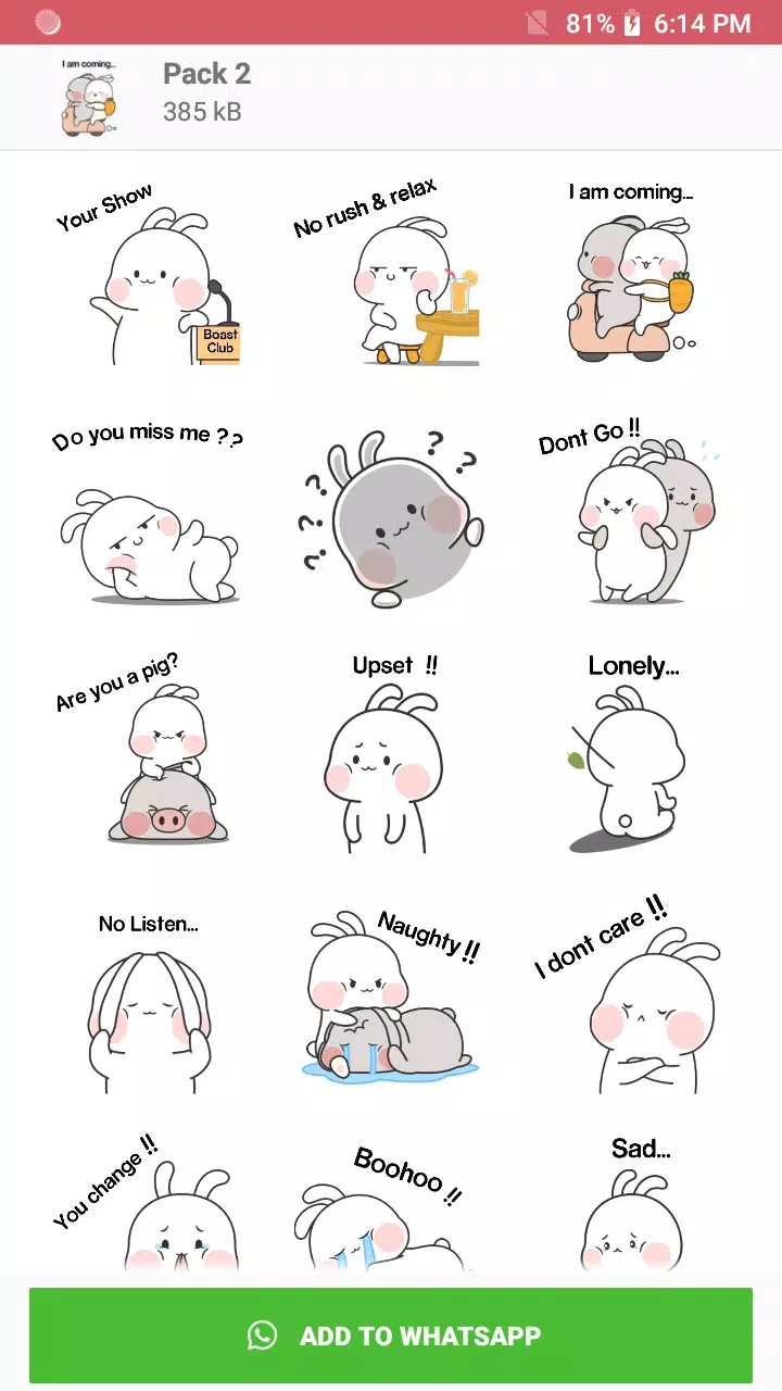 Tải xuống APK WAStickerApps - Cute Bunny Stickers cho Android