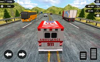 Ambulance Highway Racing Game Ekran Görüntüsü 1