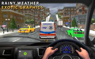 Ambulance Highway Racing Game Ekran Görüntüsü 2