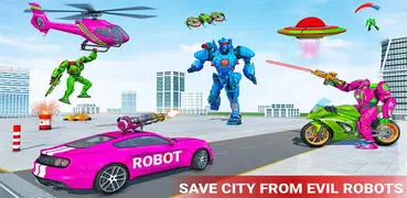 Helicopter Robot Car Game 3d