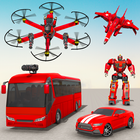 巴士機器人汽車無人機機器人遊戲 圖標