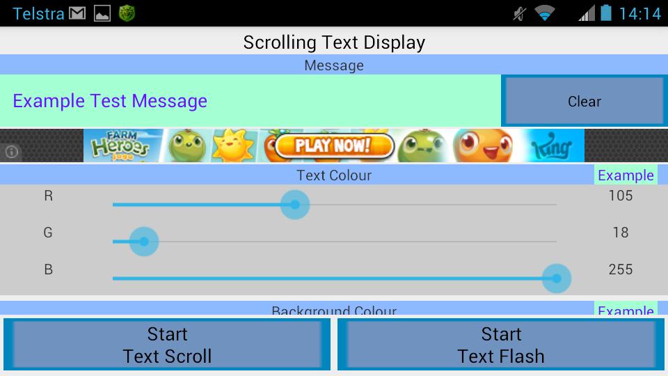 Scrolling text time water