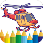 helicopter coloring book icon