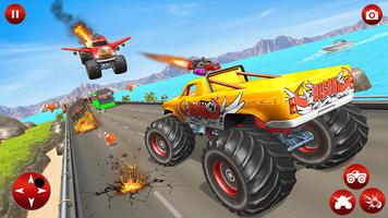 Flying Monster Truck Shooting Game imagem de tela 1