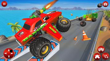 Flying Monster Truck Shooting Game imagem de tela 2