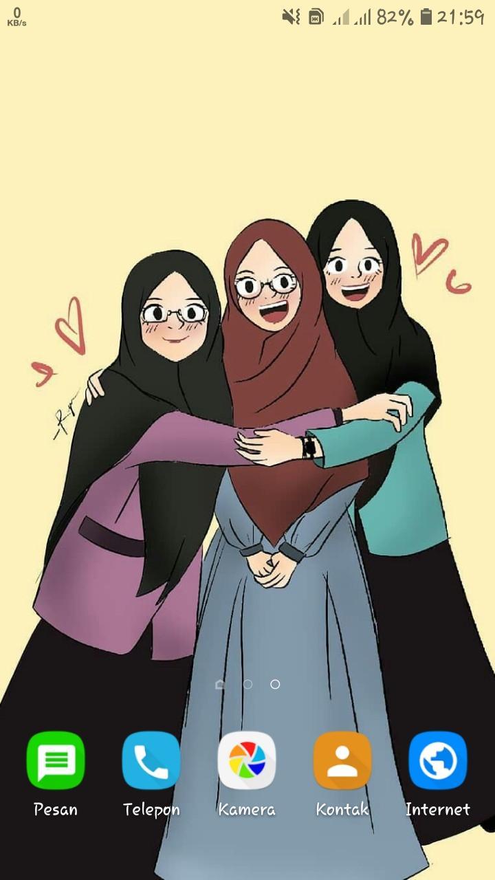 Girly Muslim Wallpaper - Cartoon Hijab for Android - APK ...
