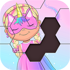 Hexa-Puzzlespiel für Mädchen Zeichen