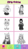 Girly Anime Manga Pixel Art Coloring By Number скриншот 1