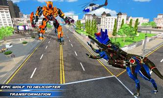 Wolf Robot Transform Helicopter Police Games imagem de tela 3