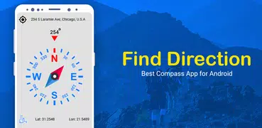 Digital Free Compass – Find Direction, flash light