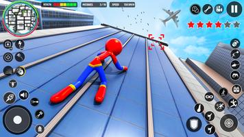 Stickman Rope Hero Spider Game ภาพหน้าจอ 1