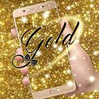 Glitter Gold Live Wallpaper Theme - black gold bow アイコン