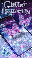 Purple Glitter Diamond Butterfly Gravity Theme اسکرین شاٹ 1