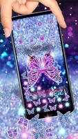Purple Glitter Diamond Butterfly Gravity Theme اسکرین شاٹ 2