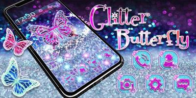 Purple Glitter Diamond Butterfly Gravity Theme اسکرین شاٹ 3
