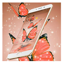 Glitter Orange Butterfly Theme APK