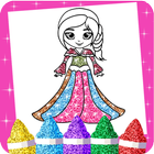 Glitter Princess Dress Coloring Pages icône