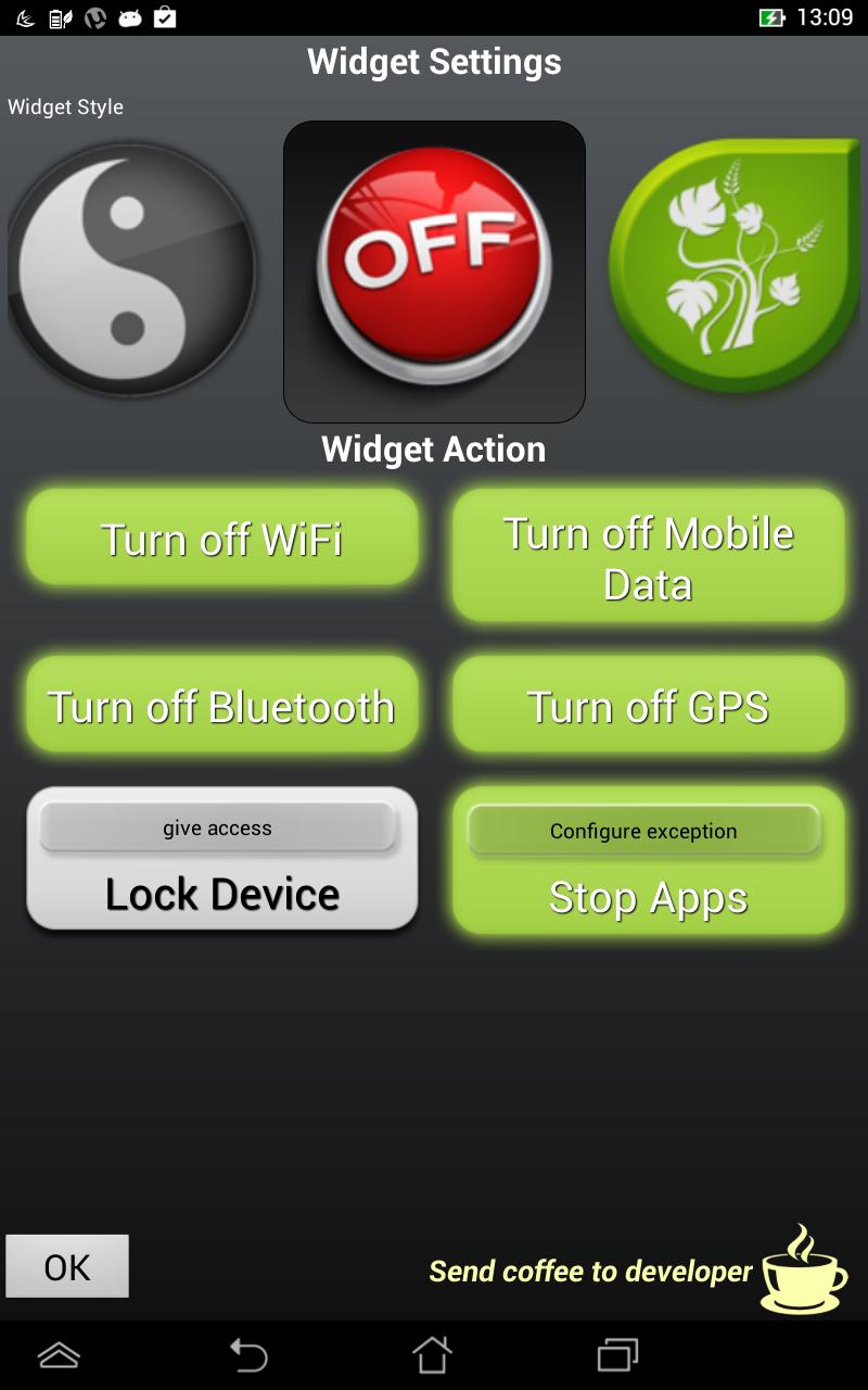 Widget setting. Switch off on Android.