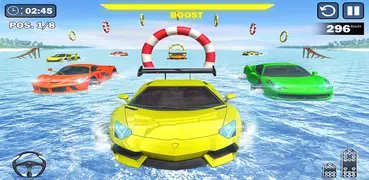 Water Surfing Car Stunt Games