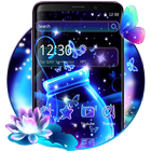 Glowing neon butterfly bottle theme icon