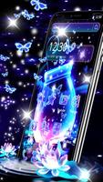 Glowing neon butterfly bottle theme poster