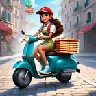 Pizza Food Delivery Boy Rider simgesi