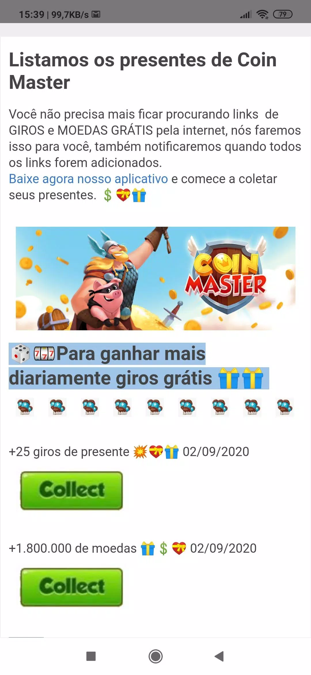 Download do APK de Giros para Prêmios e links de Coin Master para Android