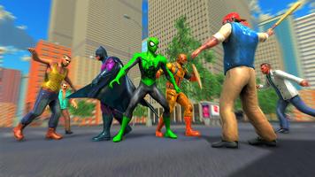 Green Superhero Rope Man Fight Affiche