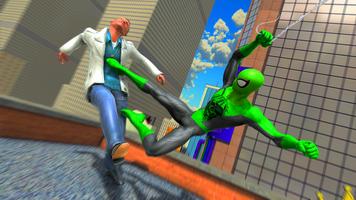 Green Superhero Rope Man Fight captura de pantalla 1