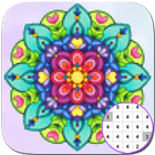 Mandala Pixel Art. Coloring by number. icône