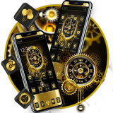 Gold Black Mechanical Watch Theme icône