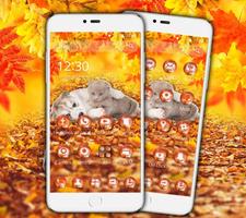 Gold Leaves Kitty Puppy Theme poster