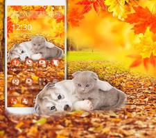 Gold Leaves Kitty Puppy Theme screenshot 2