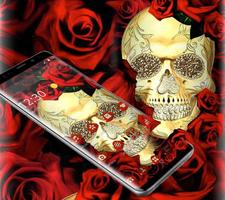 Gold Skull Red Rose Theme poster