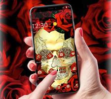 Gold Skull Red Rose Theme screenshot 1