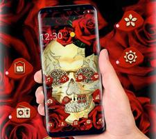 Gold Skull Red Rose Theme screenshot 2