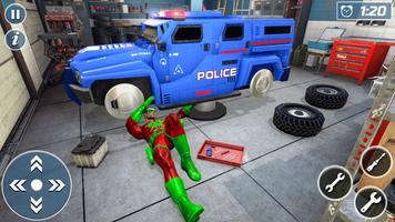 Superhero Police Car Mechanic: Police Truck Repair تصوير الشاشة 2