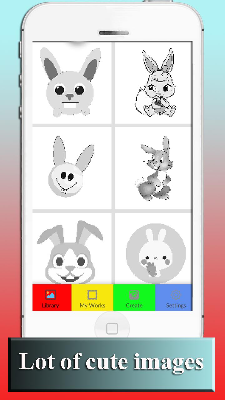 Cute Bunny Coloring By Number Pixel Art For Android Apk - cute bunny ears cat ears roblox