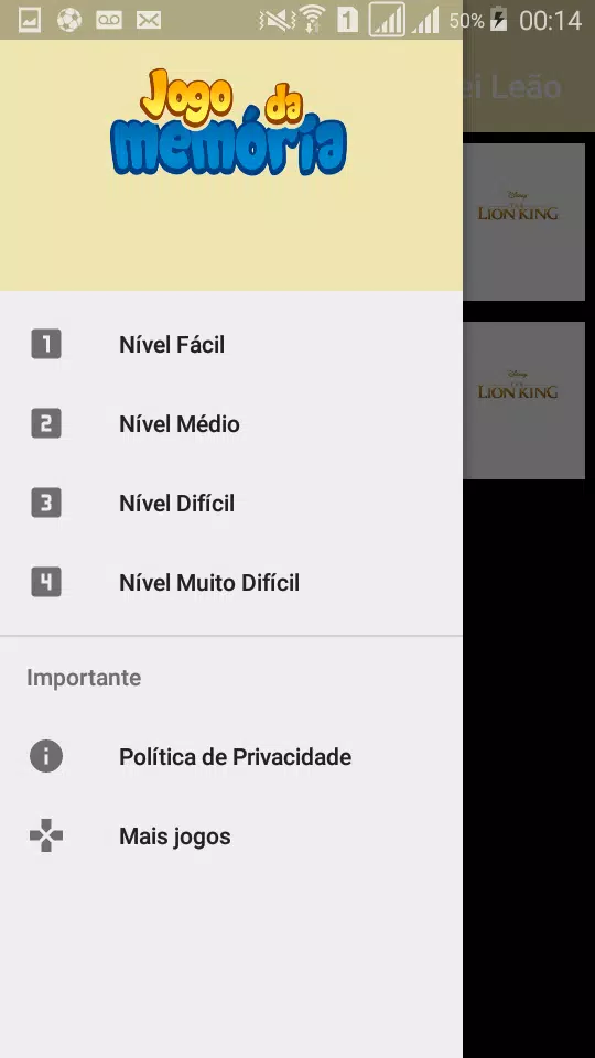 Acesso: Rei Leão - jogo da memória