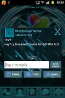 Thème noir bleu GO SMS Pro capture d'écran 2