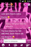 Herz-Theme Zebra Pink GO SMS Screenshot 1