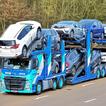 Car transport trailer driving